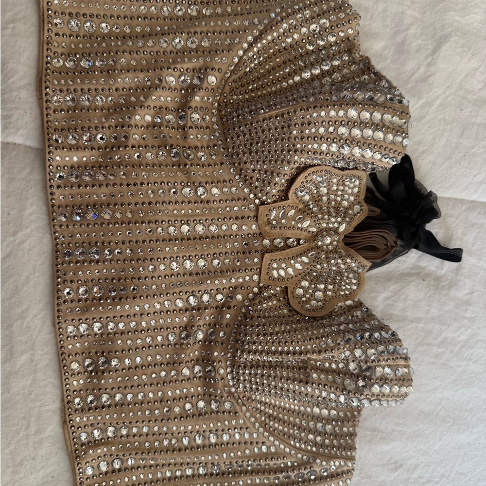Victoria's Secret Beige Corset with Black Ribbon